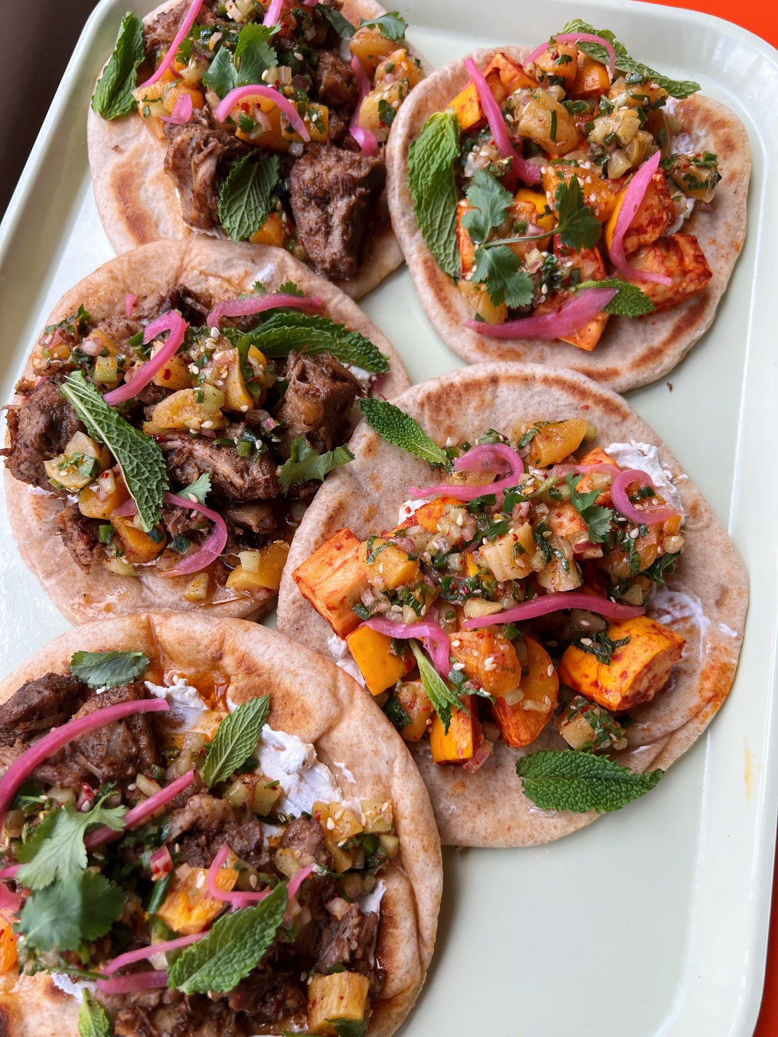 Tacos Arabes with Apricot Pico