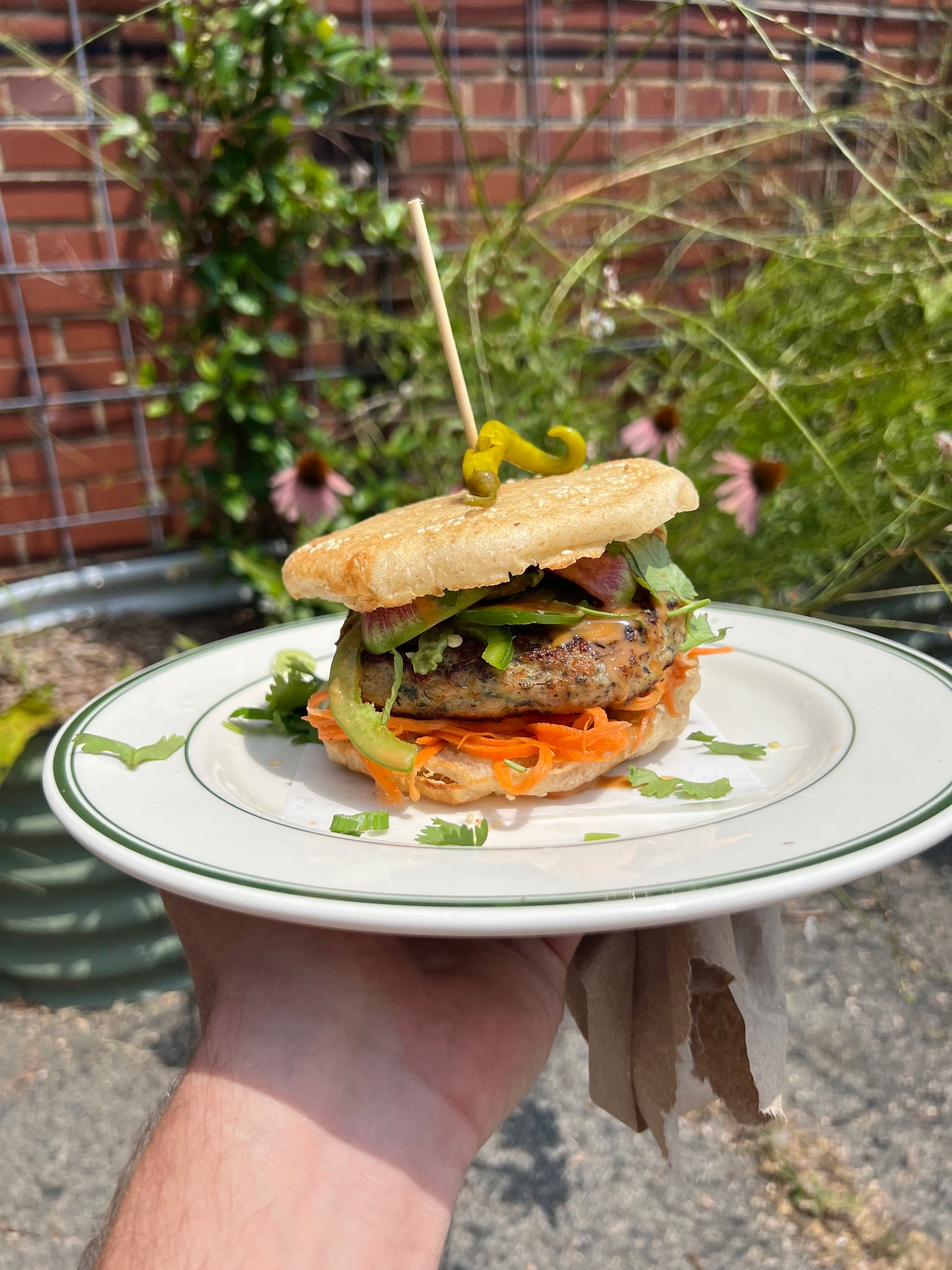 Chicken Burger w/ Peanut Sauce
