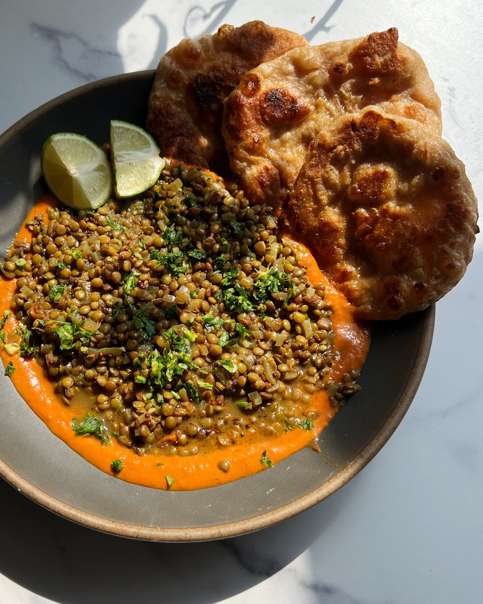 Spiced Red Lentils with Whole Grain Flatbreads