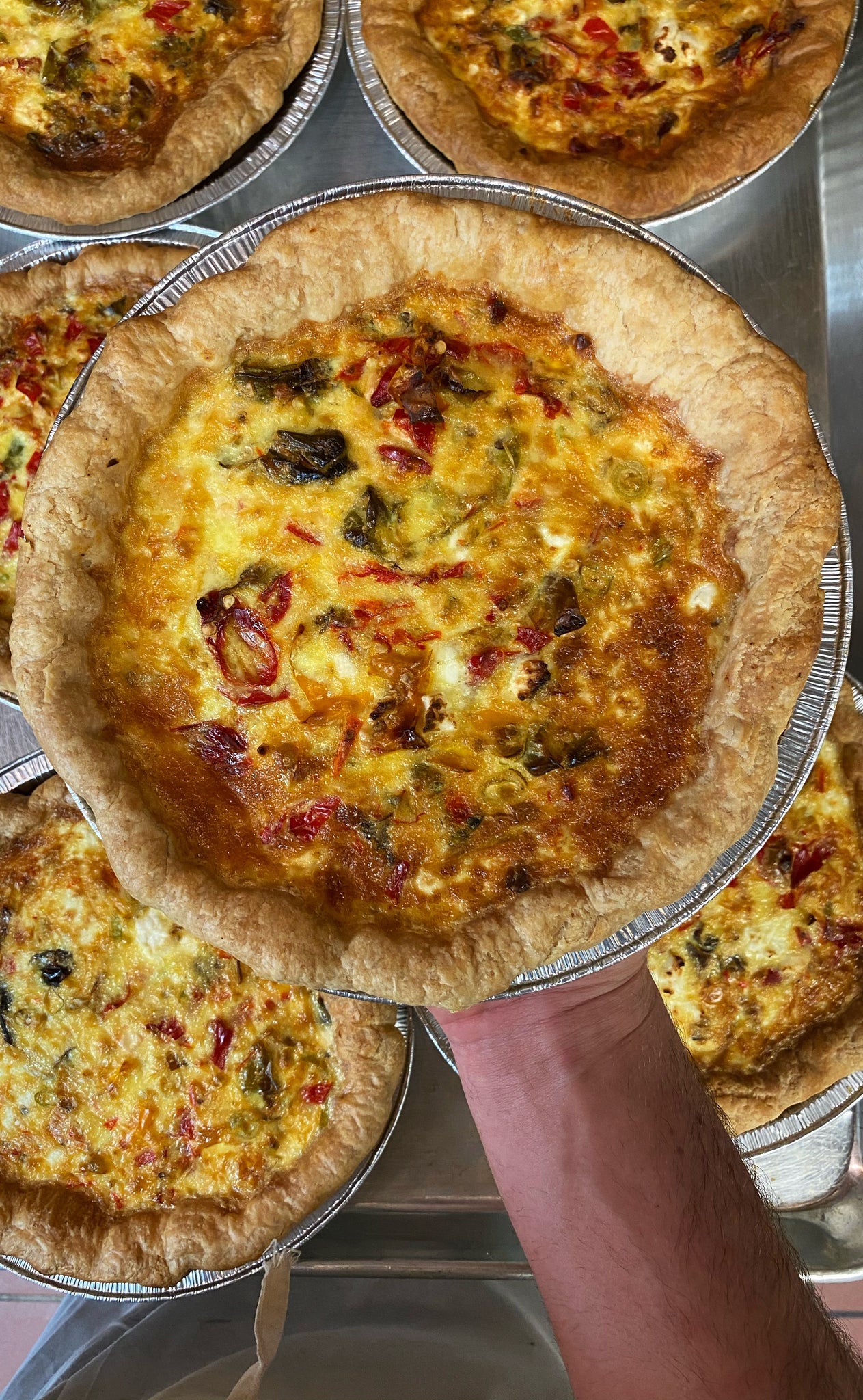 Smoked Cheddar, Potato and Poblano Quiche