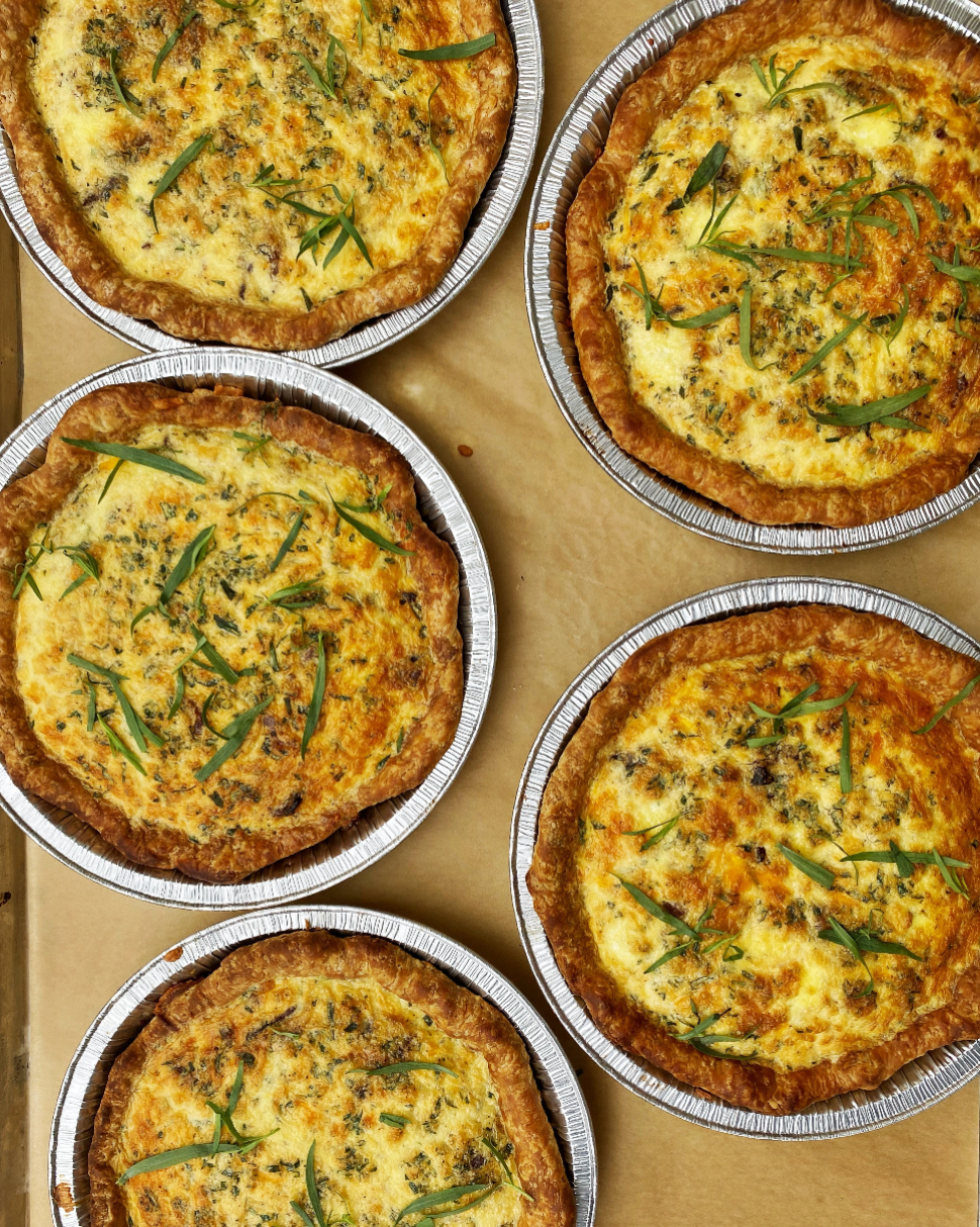 Garlic, Cheddar and Bacon Quiche with Tarragon