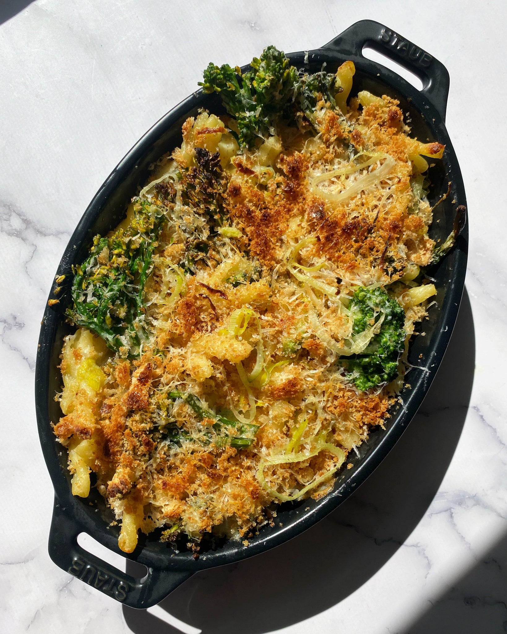 Five Cheese Baked Gemelli with Broccolini and Leeks