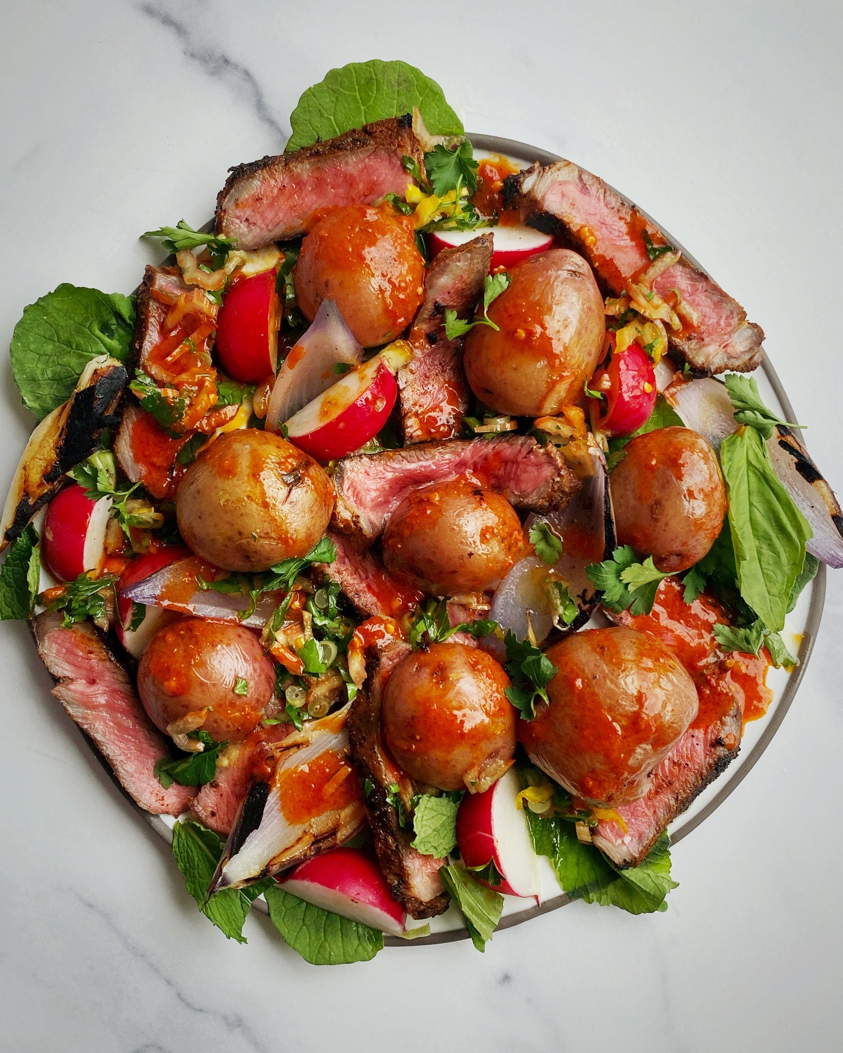 Steak and Potatoes with Chili Vinaigrette