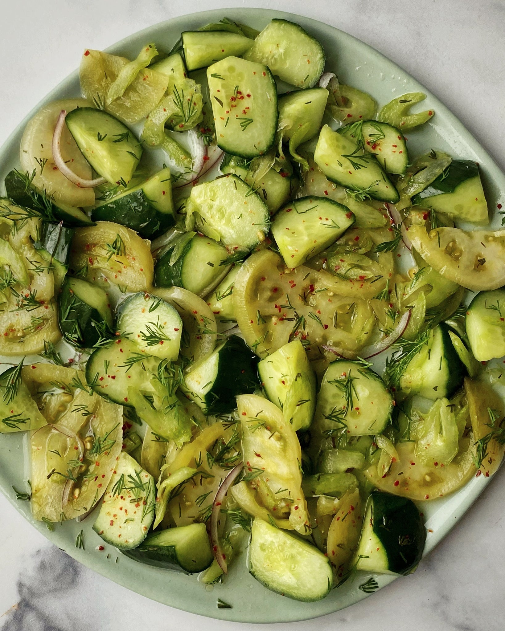 Cucumber, Celery and Green Tomato Salad