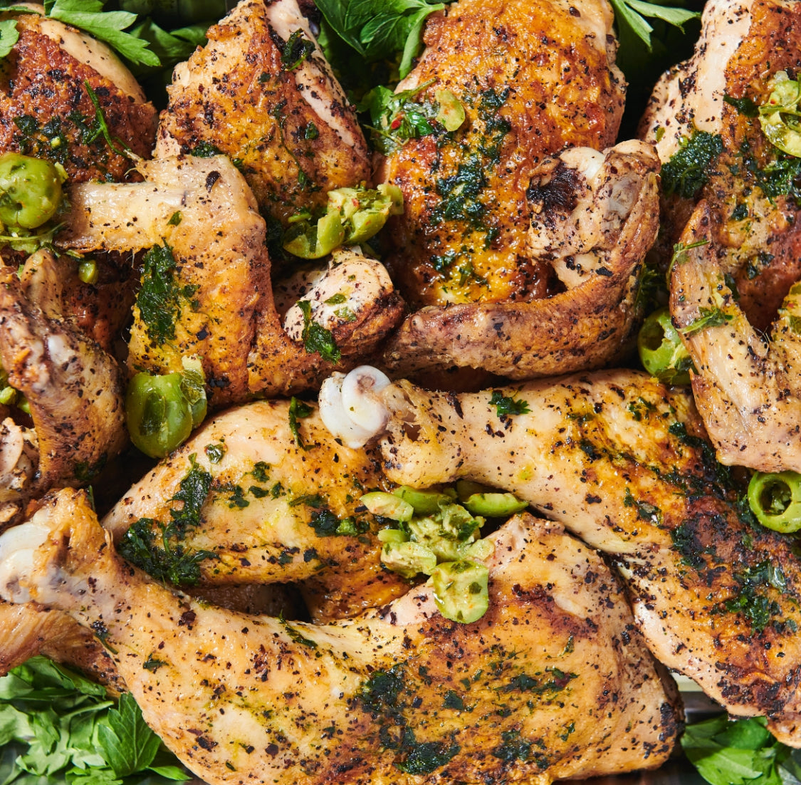 Sumac Roasted Chicken w/ Torn Olive Dressing