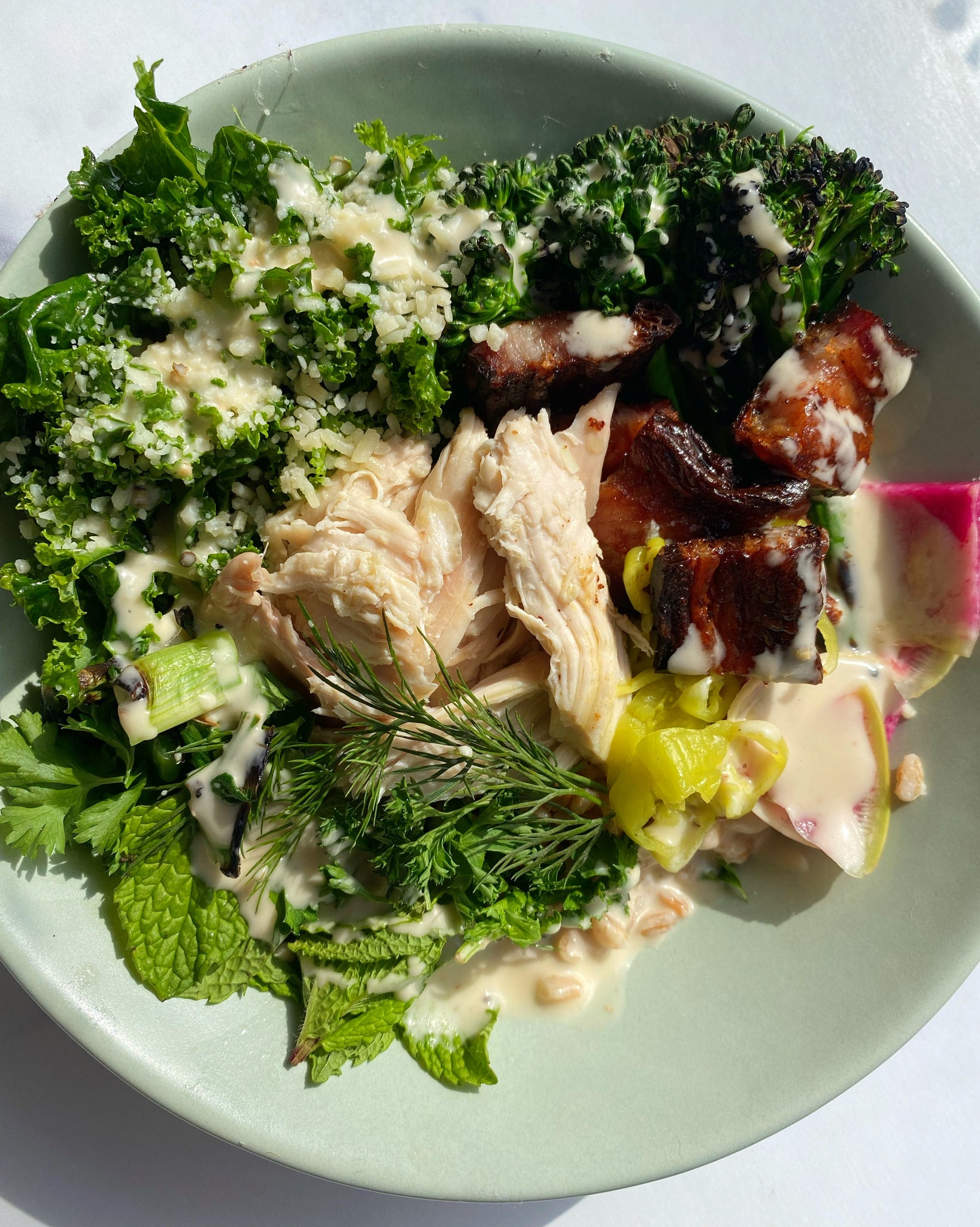 Kale and Broccolini Caesar Bowls