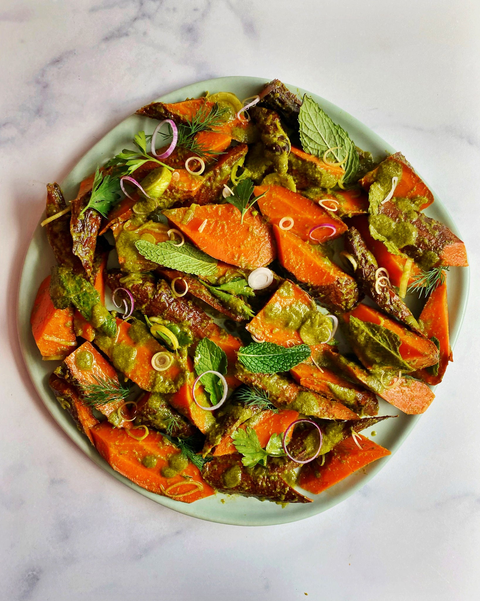 Roasted Carrots with Green Curry Vinaigrette