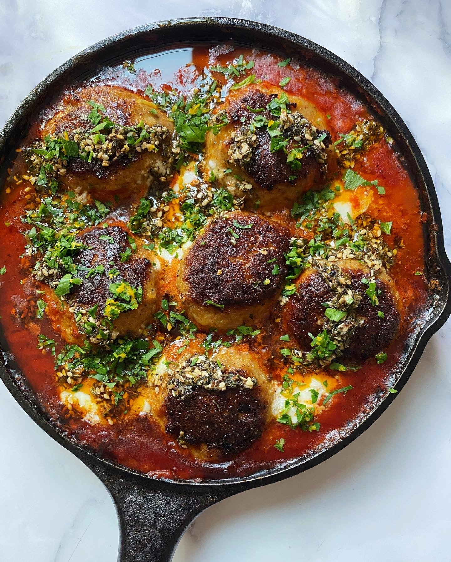 Braised Meatballs w/ Burrata & Za’atar – Redstart Foods