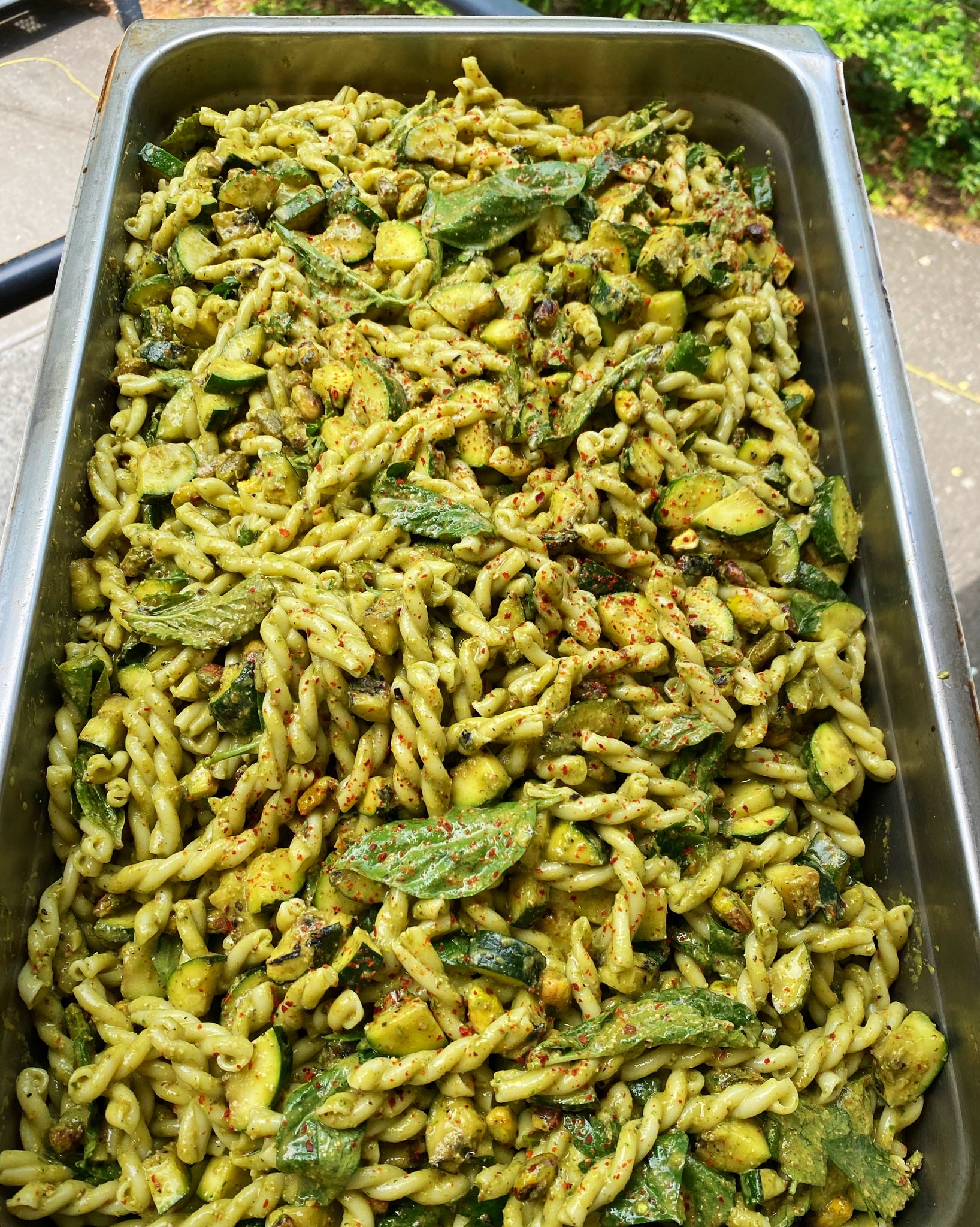 Pasta Salad with Pistachio, Zucchini and Basil