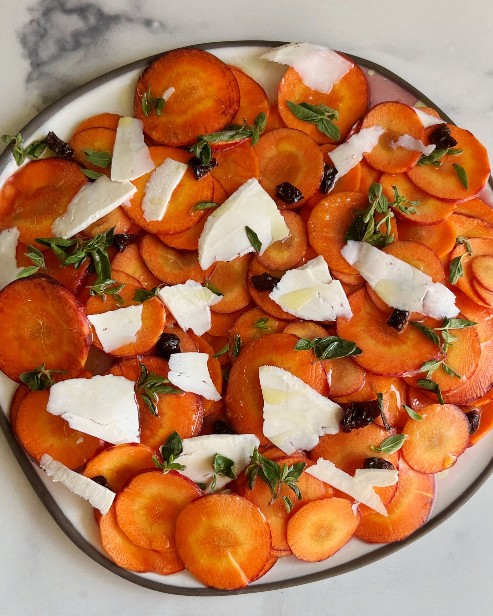 Marinated Carrots with Oregano, Currants & Ricotta Salata