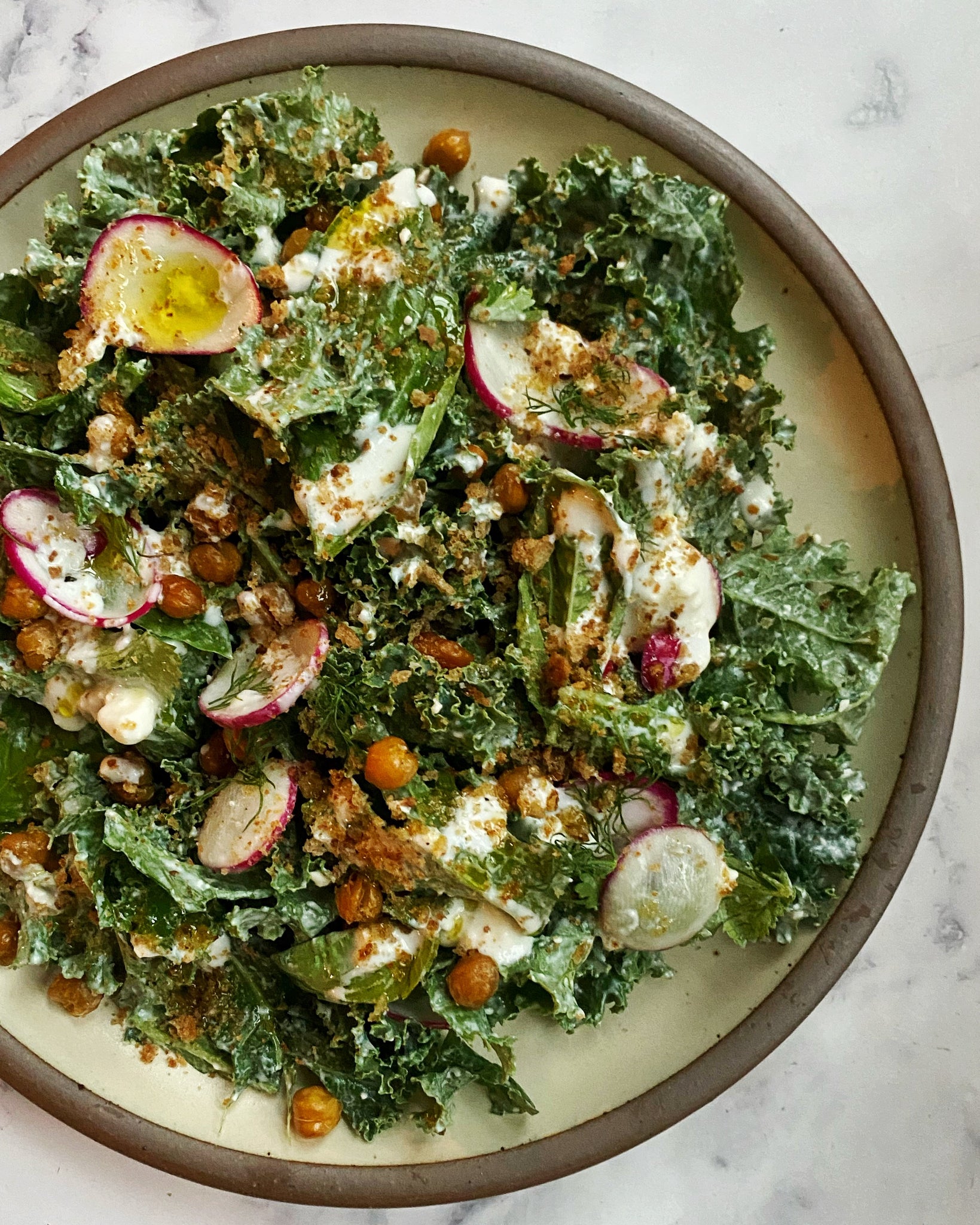 Kale with Feta Buttermilk Dressing